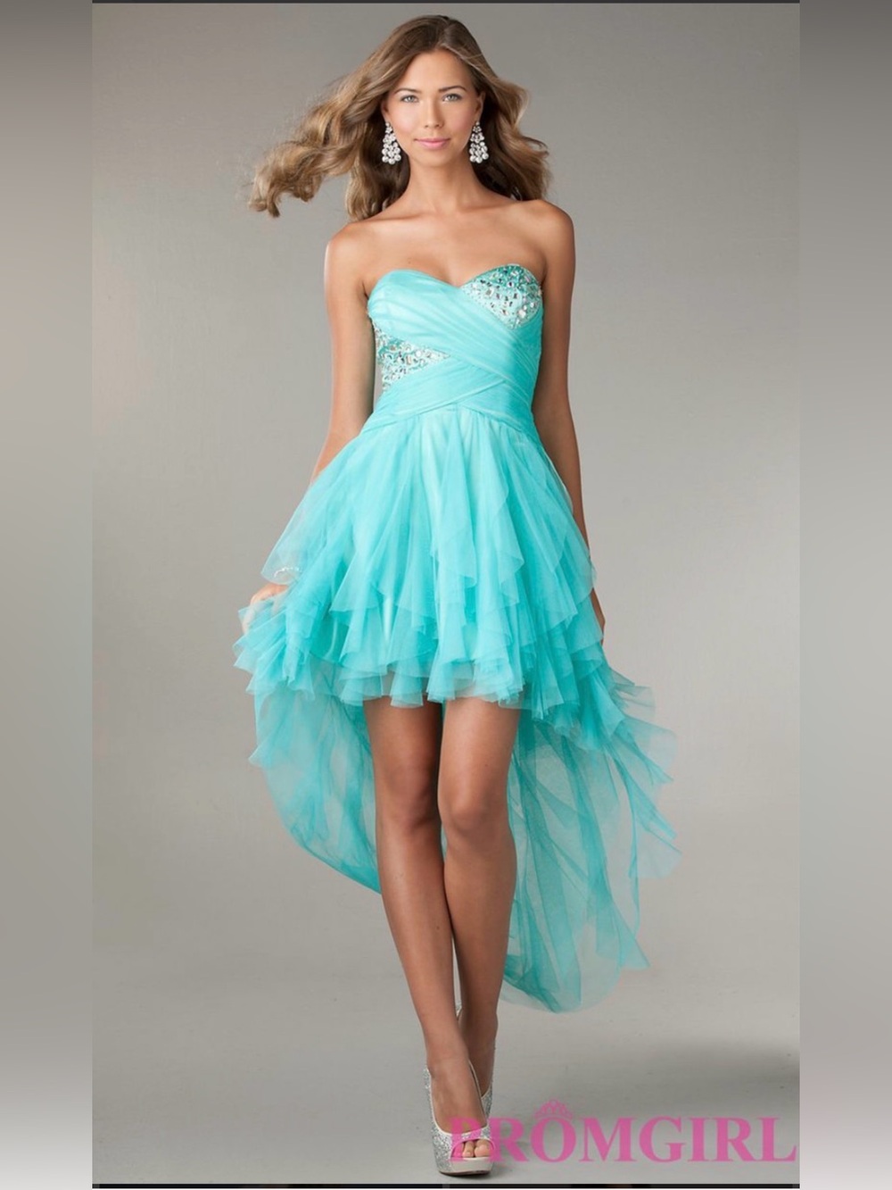 Roberta, turquoise high-low formal dress ,Women Size 3,, perfect for prom